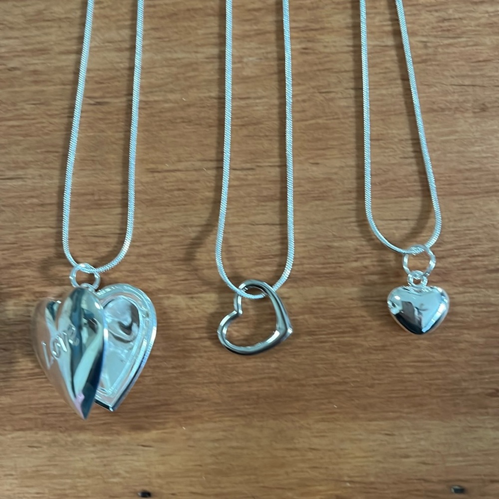 Necklaces 925 silver plated hearts (3)